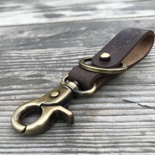 Trip Machine KEY FOB - Tobacco Brown + Antique Gold