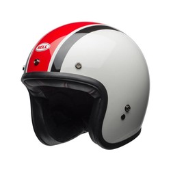 Custom 500 Helm Ace Café Stadium glanzend zilver / rood / zwart