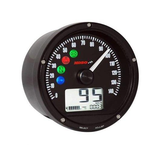 KOSO Snelheidsmeter D75 zwarte wijzerplaat / oppervlak / diafragma 0-140 km / h od