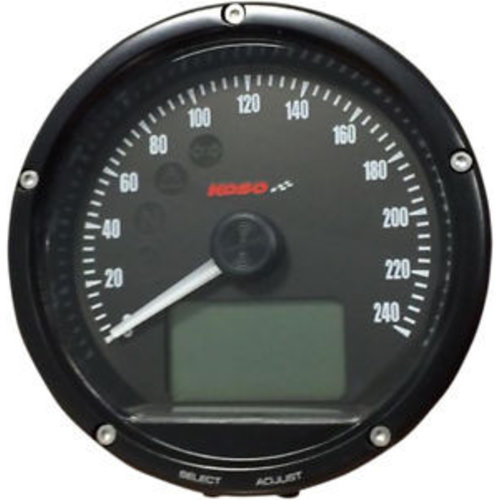 KOSO D75 Toerenteller Zwarte wijzerplaat / oppervlakte / diafragma 0-240 km / h ode