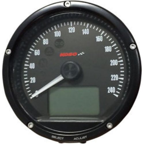 KOSO Indicateur de vitesse 75 mm tout en noir 0 - 240 km/h