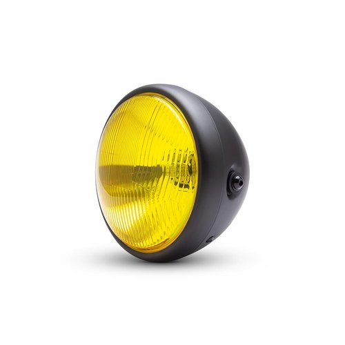 7 " Classic Matte Black Headlight  - Yellow Lens