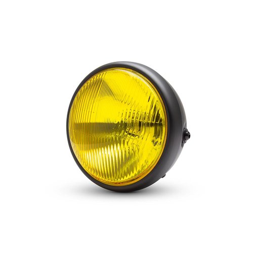 7  "Klassieke matzwarte koplamp - gele lens