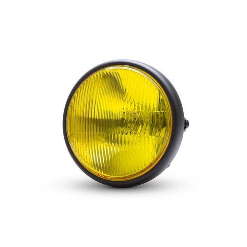 7  "Klassieke matzwarte koplamp - gele lens