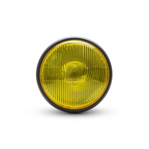 7  "Klassieke matzwarte koplamp - gele lens