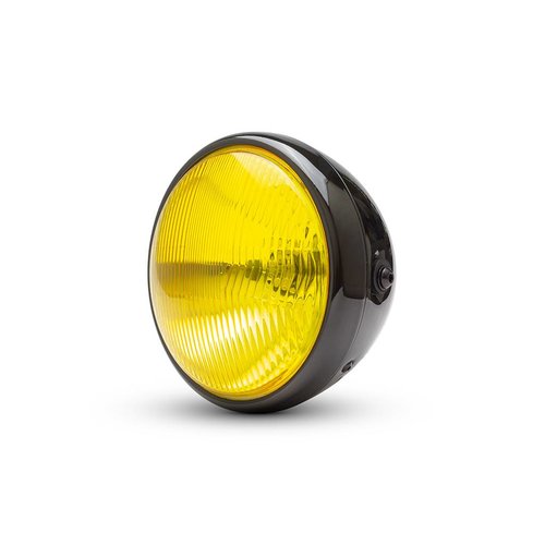 7  "Classic Gloss Black Headlight - Yellow Lens