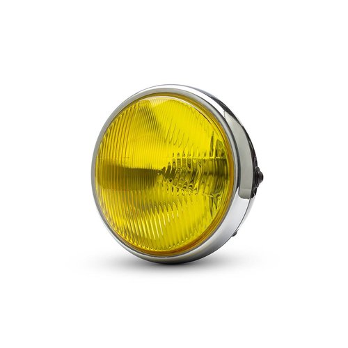 7  "Klassieke Chrome / Black koplamp - gele lens