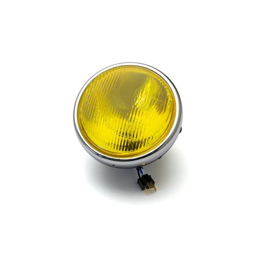 7  "Klassieke Chrome / Black koplamp - gele lens