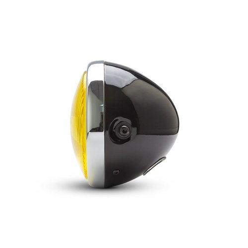 7 " Classic Chrome/Black Headlight  - Yellow Lens