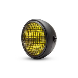 7  "Klassieke matzwarte mesh-koplamp - gele lens