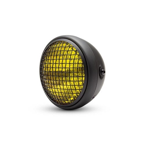 7 " Classic Matte Black Mesh Headlight  - Yellow Lens