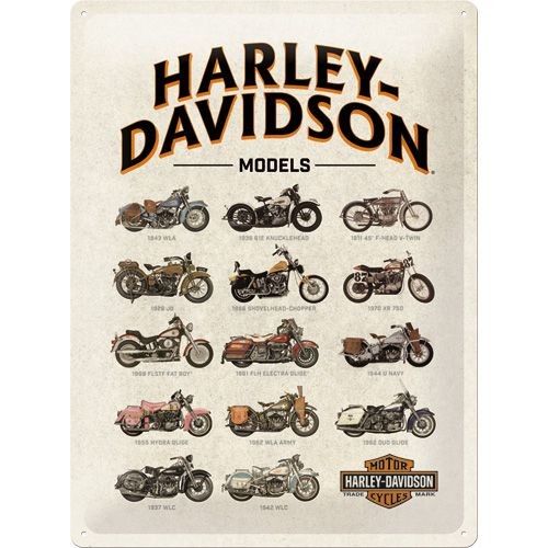 H-D model chart 30x40cm Tin sign kopen bij CafeRacerWebshop.com