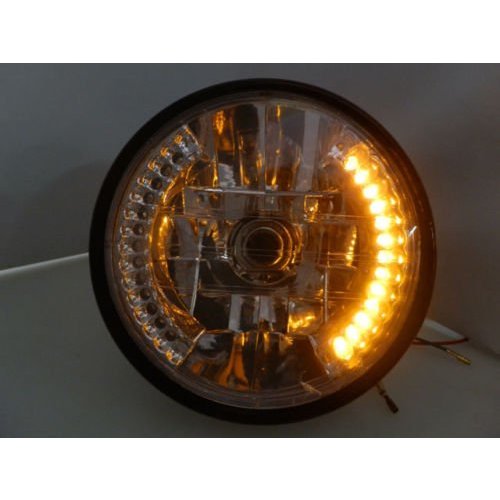 6.5 Schwarz Motorrad Scheinwerfer LED Chrome Head Light Licht Blinker -  CafeRacerWebshop.de