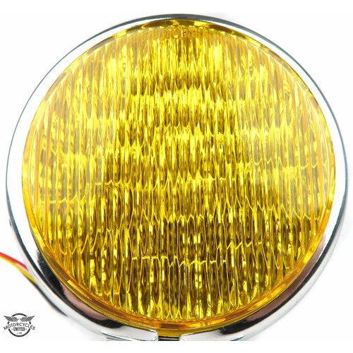 5" Old School Cafe Racer Headlight Chrome & Yellow