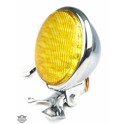 5 "Oldschool Cafe Racer Koplamp Chrome & Geel