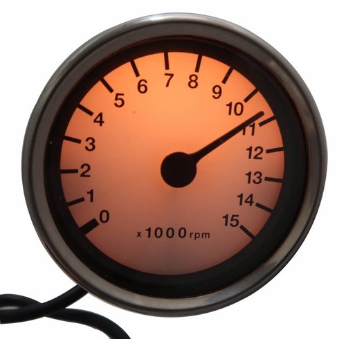 15.000 RPM Cafe Racer Tachometer Chrome