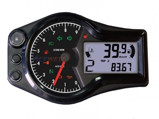 Digitales Dashboard ACE-6X54 9000rpm - CafeRacerWebshop.de