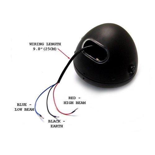 Phare avant 6,75" noir mat Café Racer style "Steampunk"