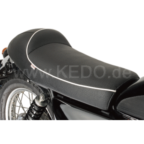 Kedo SR400/500/T Double seat 'Classic Racer' Black with White Piping