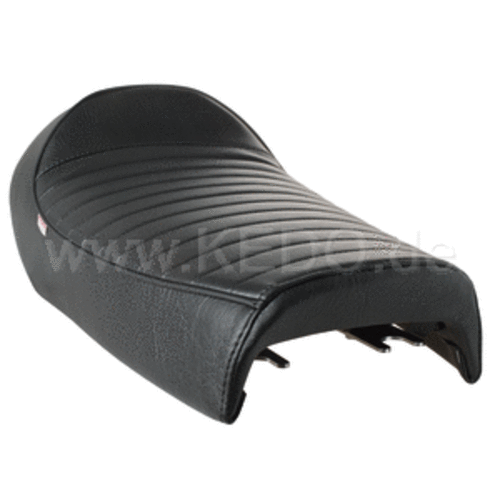 Kedo SR400/500/T Double seat 'Classic Racer' Black Ribbed Seat Cover and Black Piping