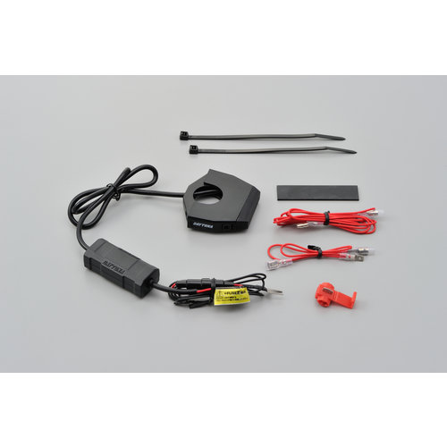 Daytona Chargeur Dual USB Slim-Mount 5V 2.4A par port avec fixation par collier de guidon