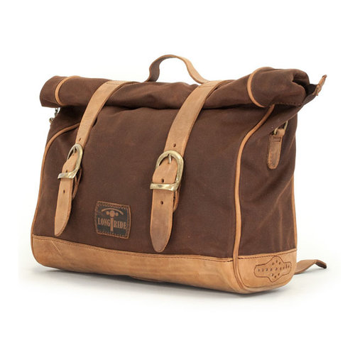 Longride Single Side Saddlebag Waxed Cotton Marron Brown