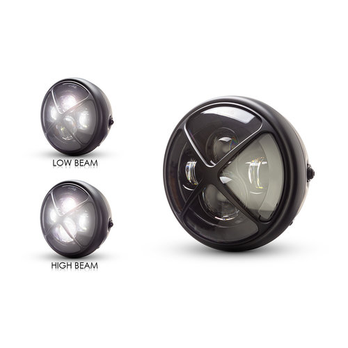 7  "Matzwarte multi-projector LED-koplamp +   X Cross Cover