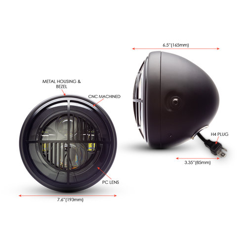 7 " Matte Black Multi Projector LED Headlight + Beemer Cover