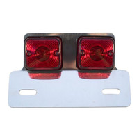 Feu Arrière à Double Filament avec Support en Alliage Carré - Cafe Style, 12V 23/3W