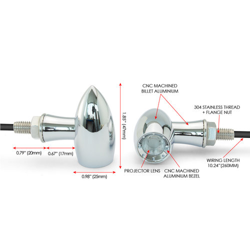 Chrome Mini LED Turn Signals type "Ladz"