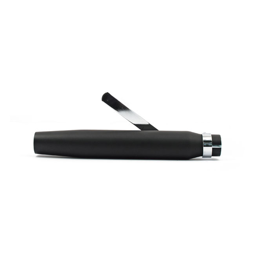 Emgo Tapered Black Steel Silencer with Mounting Bracket - 38mm / 44.4mm Inlet, 406mm Length