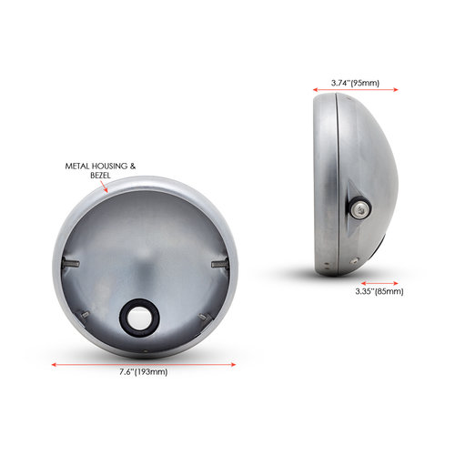 7 Inch Raw Unpainted Metal Headlight Housing + Bezel Shorty