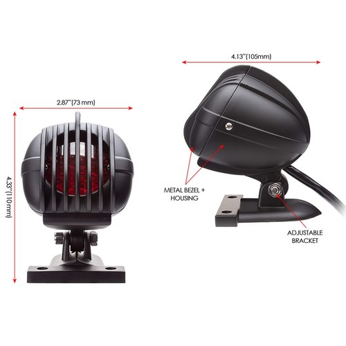 Prison Retro  Grill LED Achterlicht Rood / Zwart