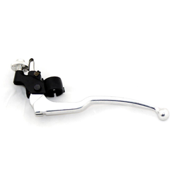 Left Clutch Lever in Brushed Aluminium with Black Holder for 22 mm (7/8 Inch) Handlebars