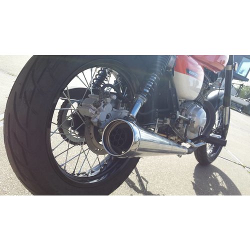 Emgo Silenziatore Stile Dunstall Uscita Larga in Acciaio Cromato 26 Pollici (66 cm) con Kit Riduttore 35-41mm