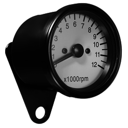 12.000 RPM Tachometer Black / White - CafeRacerWebshop.de