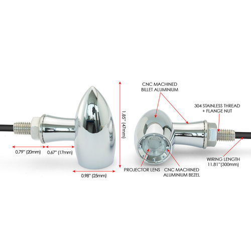 Chrome Mini LED-achterlichten type "Ladz"