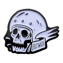 Emaille Pin Skull - Weiß / Schwarz