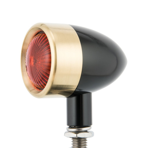 Motone Custom Billet Indicator Turn Signals - Set of 4 - Black/Brass