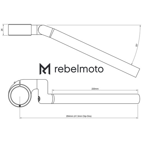 Rebelmoto High Rise verstelbare clip-ons 25° Zwart