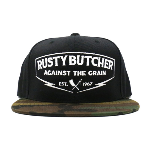 Rusty Butcher cap against the grain snapback black