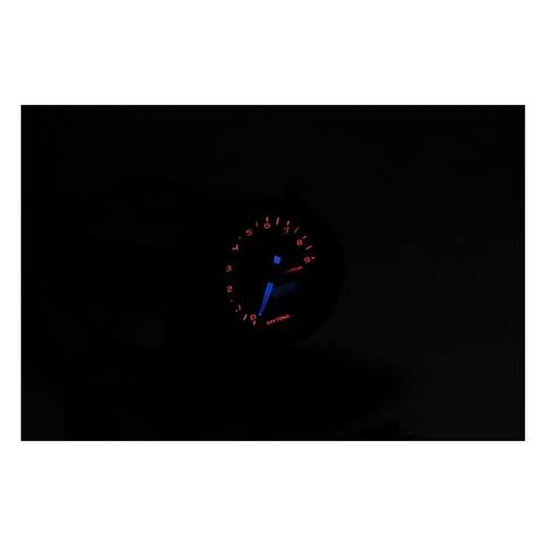 Daytona 48 mm Velona Tachometer Black with White Backlighting, 9,000 RPM Range and 40 mm Mounting Depth