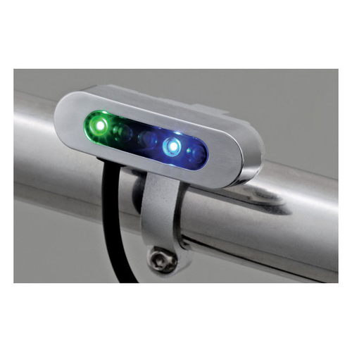 Daytona Unidad de testigos cromada micro con pantalla de 5 LED para manillares de 22 mm (7/8") y 1 pulgada