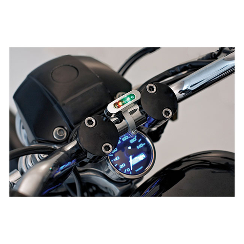 Daytona Unidad de testigos cromada micro con pantalla de 5 LED para manillares de 22 mm (7/8") y 1 pulgada