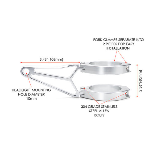 Luxe Koplamp Steunen / Lamporen "Razor" - Chrome