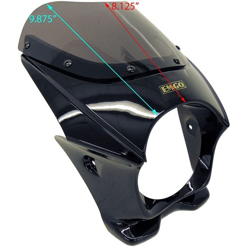 Emgo Mini Cafe Racer Kuip Windscherm voor 5.75" (14.6 cm) Koplampen in Glanzend Zwart