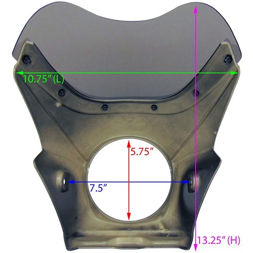 Emgo Mini Carénage Cafe Racer Pare-brise pour Phares 5.75" (14.6 cm) en Noir Brillant