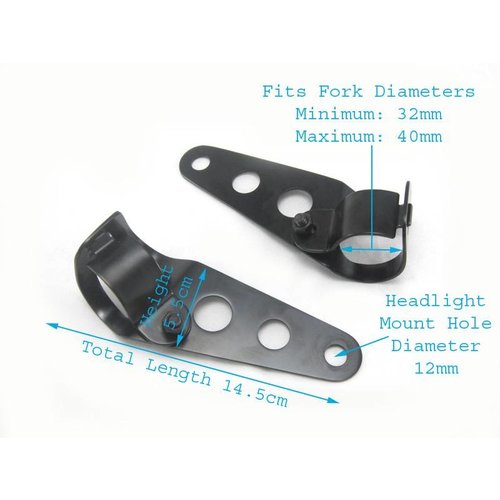 32-40 mm Headlight Brackets Universal - Black