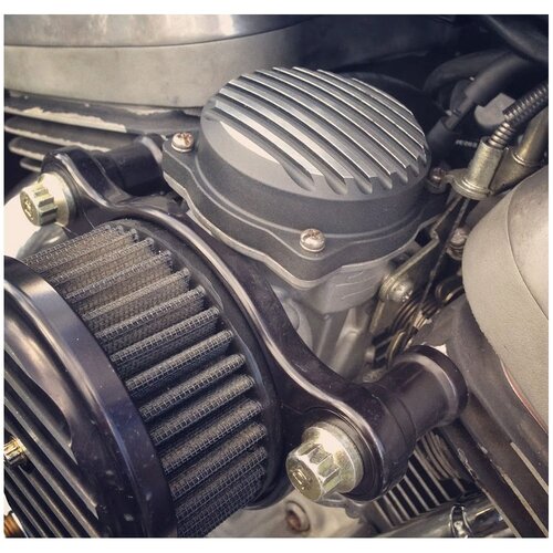 Motone HD CV Finned Carb Top Lid - Finned- Contrast Cut - Black