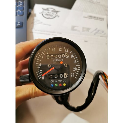 60MM Speedo with 4 Warning Lights  - Black